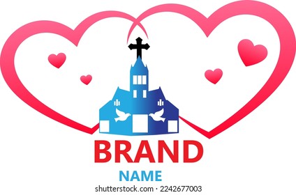 Church Love Logo Template Design Vector.Church and Love home.For logo community church,etc.