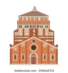 Church in Milan (Santa Maria delle Grazie), Italian Gothic style. Vector illustration. svg