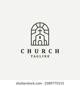 church minimalist vector logo. logo design concept