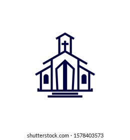 Church monoline logo vector. Church single icon