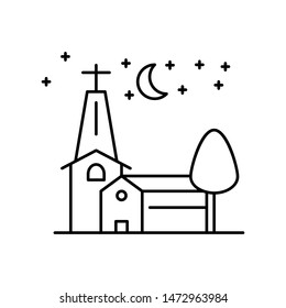 church in the night line icon. Element of landscapes illustration icon. Signs and symbol icon for websites, web design, mobile app, UI, UX