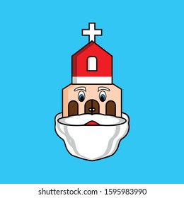 the church on the clouds that forms the face of santa