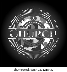 Church on grey camo pattern