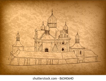 church on the old background