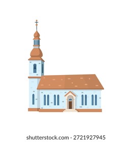 Church on a white background. Easter card, Happy Easter.