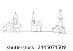 Church One line drawing isolated on white background template