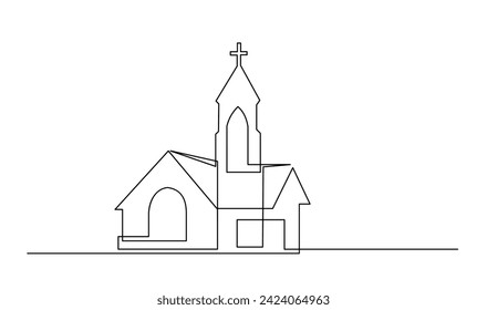 Church One line drawing isolated on white background template