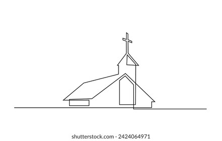 Church One line drawing isolated on white background template