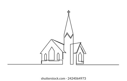 Church One line drawing isolated on white background template