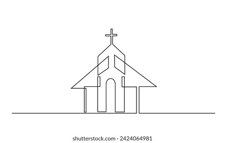 Church One line drawing isolated on white background template