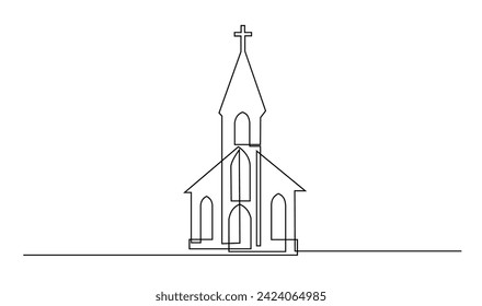 Church One line drawing isolated on white background template