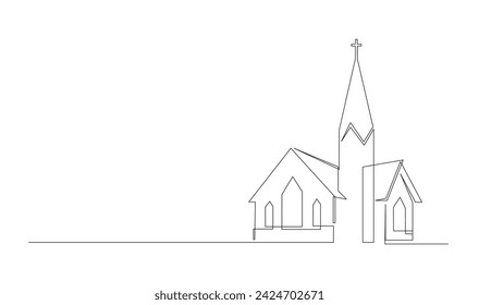 Church One line drawing isolated on white background template