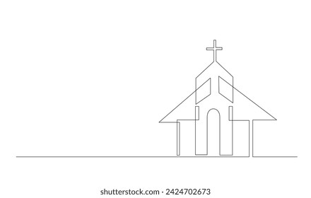 Church One line drawing isolated on white background template