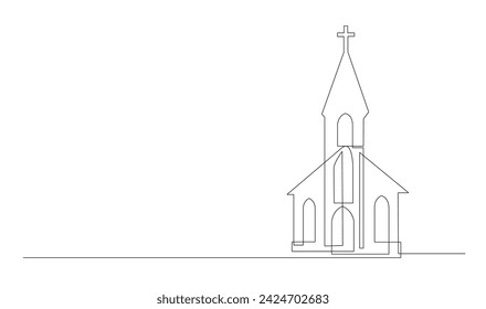 Church One line drawing isolated on white background template