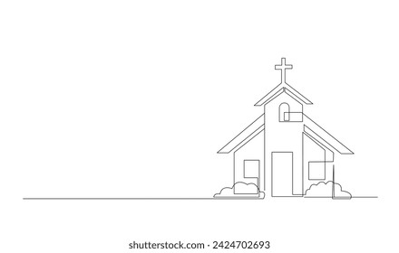Church One line drawing isolated on white background template