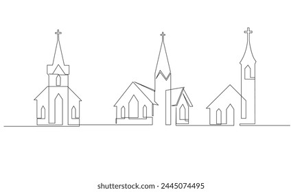 Church One line drawing isolated on white background template