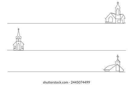 Church One line drawing isolated on white background template