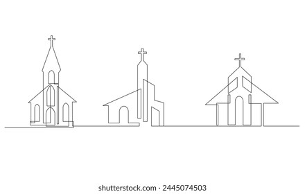 Church One line drawing isolated on white background template