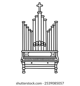 Kirche Orgel handgezeichnet Weihnachten Winter Christentum Religion Grafik Vektorgrafik einzeln auf weißem Hintergrund Farbe bearbeitbar 