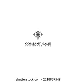 Church ornament vintage logo design template