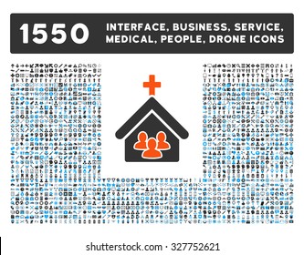 Church and other web interface, business tools, people poses, medical service vector icons. Style is flat symbols, bicolored, rounded angles, white background.