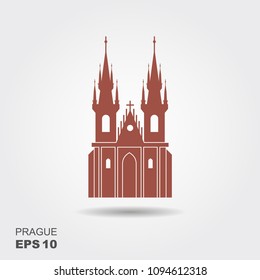 Church of Our Lady before Tyn - The symbol of Prague, Czech Republic. Flat icon