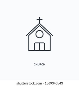 Church outline icon. Simple linear element illustration. Isolated line Church icon on white background. Thin stroke sign can be used for web, mobile and UI.