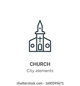 Church outline vector icon. Thin line black church icon, flat vector simple element illustration from editable city elements concept isolated stroke on white background