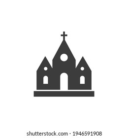 Church Palace Icon Isolated on Black and White Vector Graphic