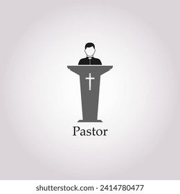  Church pastor preaching icon isolated on white background. Vector Illustration