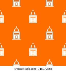 Church pattern repeat seamless in orange color for any design. Vector geometric illustration