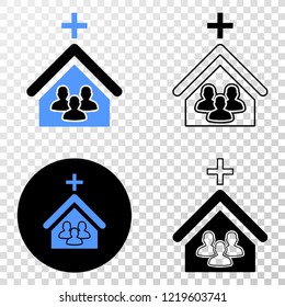 Church People EPS Vector Icon With Contour, Black And Colored Versions. Illustration Style Is Flat Iconic Symbol On Chess Transparent Background.