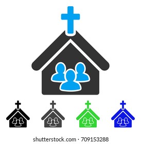 Church People vector pictogram. Style is a flat graphic symbol in black, grey, blue, green color versions. Designed for web and mobile apps.