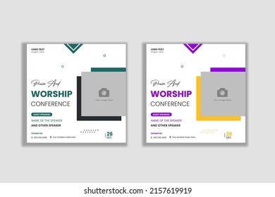 Church Praise And Worship Conference Flyer Social Media And Web Banner Template