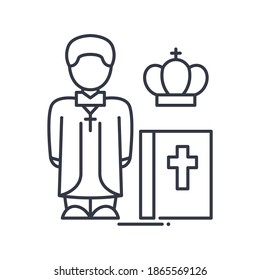 Church priest icon, linear isolated illustration, thin line vector, web design sign, outline concept symbol with editable stroke on white background.