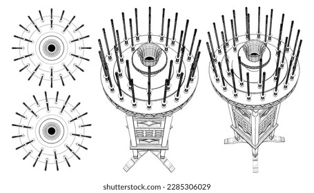 Church Rack Stand For Candles Vector 02. Illustration Isolated On White Background. A Vector Illustration Of Rack Stand For Candles Background.