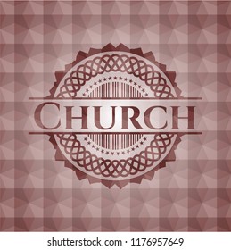 Church red badge with geometric pattern. Seamless.