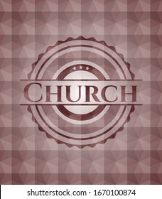 emblema rojo de la iglesia con un patrón geométrico. Sin inconvenientes.