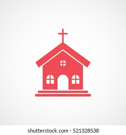 Church Red Flat Icon On White Background