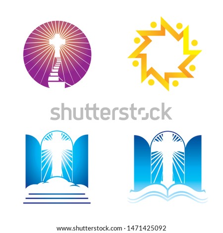 Church, Religion and Faith logo or icon set for design element, logo, tshirt print or any other purpose.