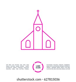 Church religion line vector icon