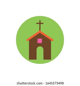 church religious building block and flat style vector illustration design