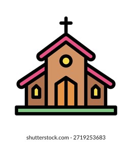 Kirche Religiöse Gebäude Vektorgrafik, Füllung Stil Symbol.