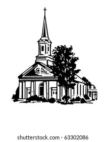 Church - Retro Clipart Illustration