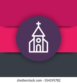 church round icon in linear style, vector illustration