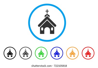 Church rounded icon. Style is a flat church gray symbol inside light blue circle with black, gray, green, blue, red, orange variants. Vector designed for web and software interfaces.