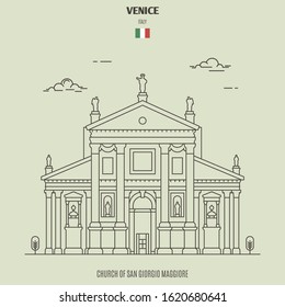 Church of San Giorgio Maggiore in Venice, Italy. Landmark icon in linear style