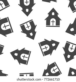 Church sanctuary seamless pattern background. Business flat vector illustration. Church sign symbol pattern.