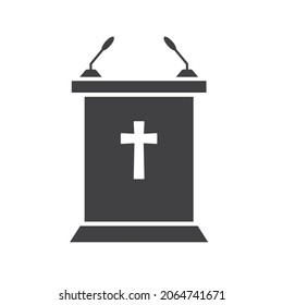 Church Sermon Tribune Icon- Vector Illustration