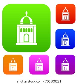 Church set icon in different colors isolated vector illustration. Premium collection